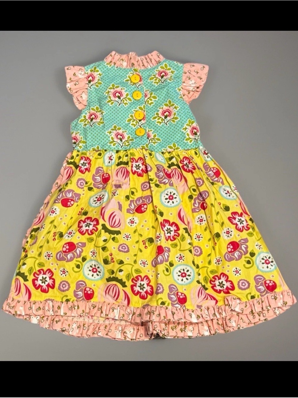 Jelly the Pug Girls Size 4 Mixed Floral Print Twirl Dress Ruffle Boho - Picture 2 of 3